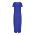 thumbnail image 5 of Timegard Robes pour Femmes Col Rond Manches Courtes Longue Robe Vacances Plage Décontractée Ample Robe Maxi, 5 of 5