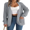 thumbnail image 1 of MesaSe Womens Open Front Knit Cardigan Long Sleeve Solid Color Pocket Sweater Loose Fall Tops S, 1 of 7