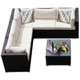 thumbnail image 4 of Gymax Ensemble de Conversation pour Terrasse en Rotin 6 Pcs, Sectionnel d'Extérieur avec Coussins Beiges, 4 of 8