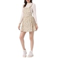 thumbnail image 4 of INSPIRE CHIC Robe Salopette Mini Mignonne pour Femmes à Bretelles d'Épaule Ajustables S Beige-Floral, 4 of 6