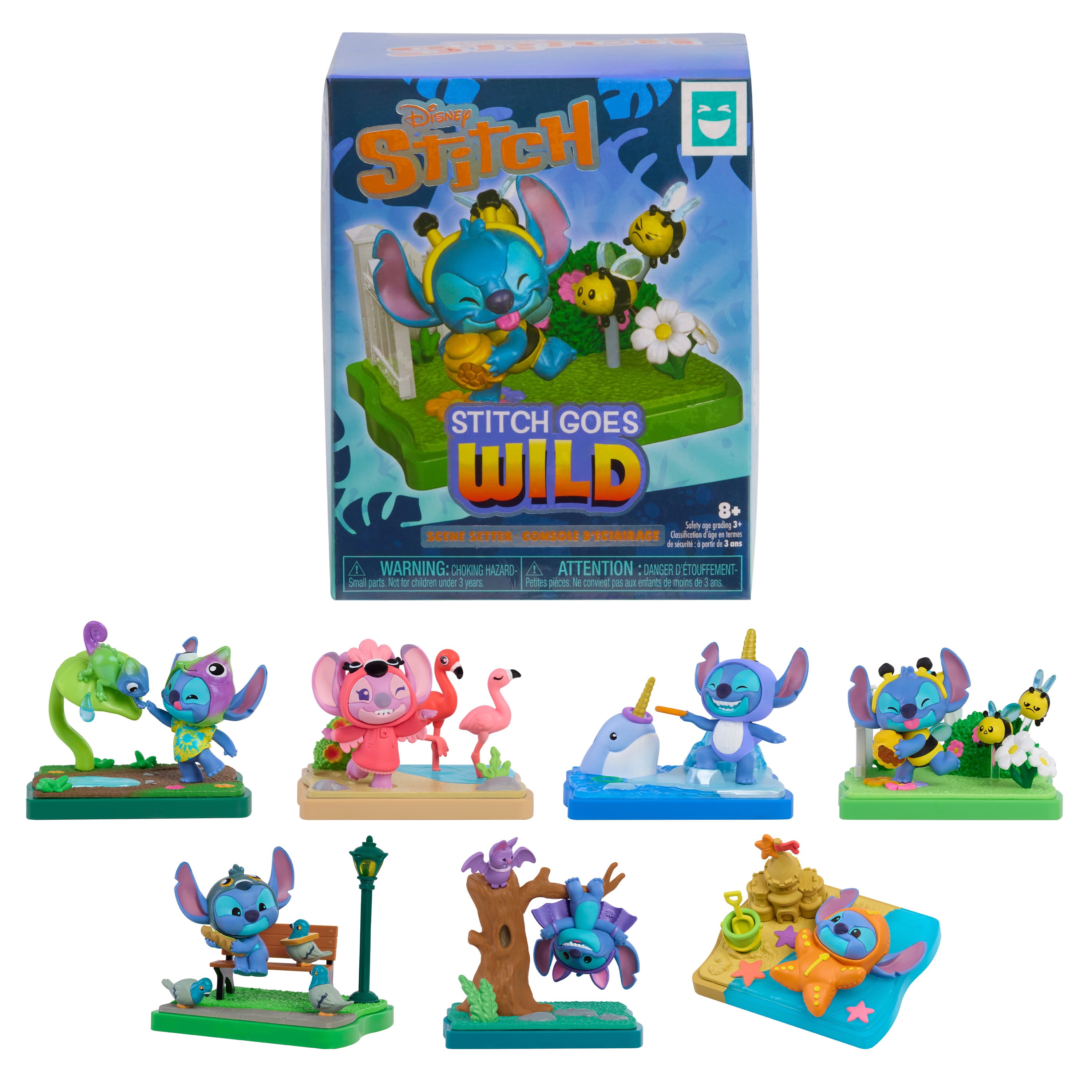 HAPPY HAUL Disney Stitch Goes Wild Scene Setters, figurine surprise à collectionner dans une boîte mystère avec base décor et accessoires, 8 cm, édition limitée, 8 ans et plus