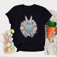 thumbnail image 2 of Pompotops Women's Fashion Easter Rabbit Wreath Print O-Neck Loose Short Sleeve Blouse Top, 2 of 5