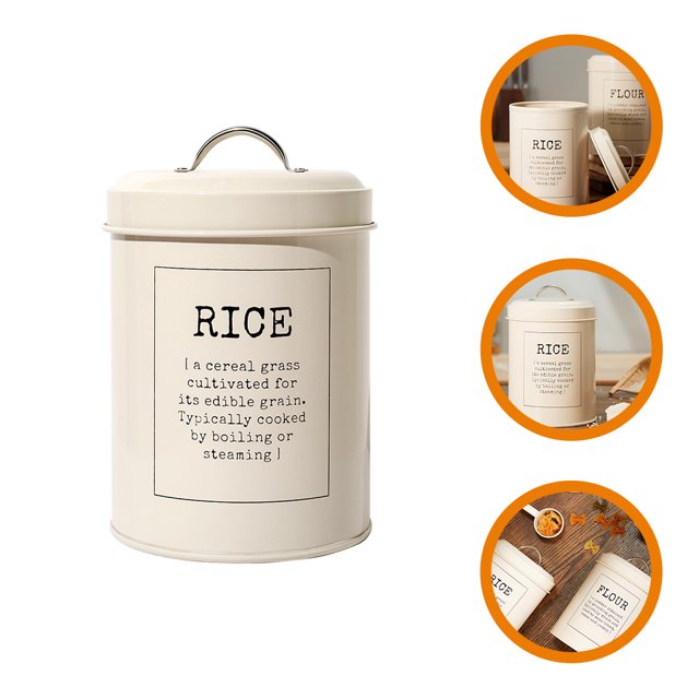 IFANLANDOR Retro Style Cereal Container 19.2X15X15in for Rice with Metal and Seal Ring 1Pack