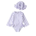 thumbnail image 1 of Toddler Girl Rash Guard Swimwear Flounce Printed Sun Protection Long Sleeve Kids Swimsuit 12-18 Monthss, 1 of 4