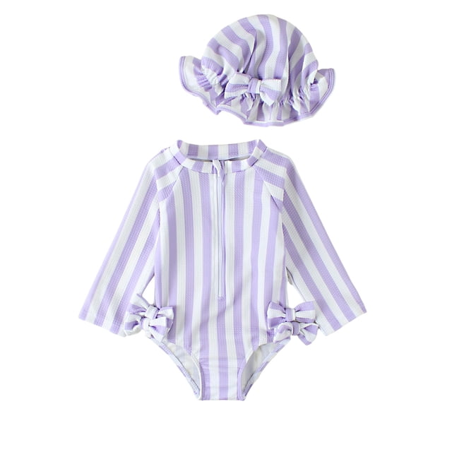 Toddler Girl Rash Guard Swimwear Flounce Printed Sun Protection Long Sleeve Kids Swimsuit 12-18 Monthss