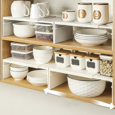 Todaioua Étagère d'Armoire Extensible, Organisateur Surélevé pour Cuisine, Garde-Manger, Armoire, sous l'Évier, Comptoir, Organisation de la Maison, Rangement Supplémentaire, Gain de Place, Plastique, Design Sans Bord, Blanc