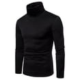 thumbnail image 2 of Homme Décontracté Uni Col Roulé Manches Longues Blouse Chandail de Base Chemise Blouse, 2 of 9