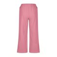 thumbnail image 5 of Yuyuzo Wide Leg Pants for Women High Waist Cotton Linen Drawstring Ruched Solid Color Boho Beach Trousers, 5 of 5