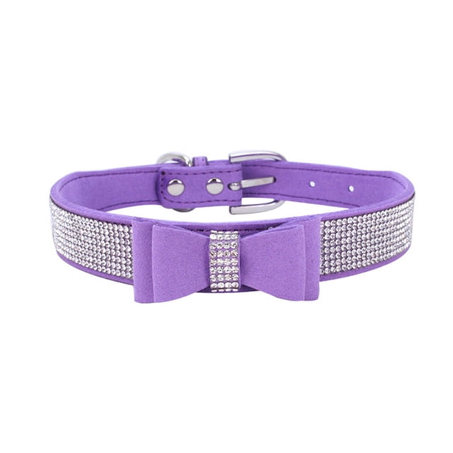 pitrice Bling Crystal Cat Collar Metal Adjustable Puppy Bow Tie Rhinestone Soft Collars Pet Supplies for Small Medium Dogs
