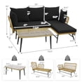 thumbnail image 2 of Gymax 3PCS Patio Wicker Furniture Set L-Shaped Sofa Conversation Set w/ Black Cushions, 2 of 7
