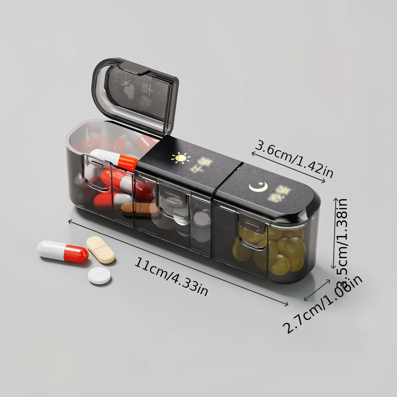 Mini Pill Box Morning Noon Evening 3-Compartment Portable Weekly Pill Organizer for Vitamins Supplements Medications  Compact Daily Pill Case Compatible with Standard Pills