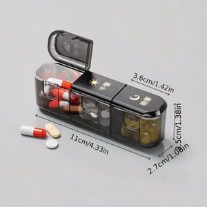Mini Pill Box Matin Noon Soirée 3-Compartment Portable Weekly Pill Organizer for Vitamines Supplement Medicaments Compact Daily Pill Case Compatible avec les pilules standard