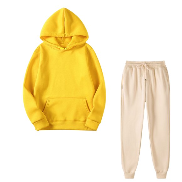 IROINNID Sweatsuit For Women 2 Pieces Set Savings Fall Winter Outfits Sports Tracksuits Long Sleeve Pullover Hoodies Pants Suit Sport Outfits Set,Yellow