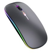 Wireless Mouse, Xinsrenus 4G+BT5.0 Silent Bluetooth Mouse, Rechargeable Ergonomic Optical Laptop Mouse With Power Display For Notebook Tablet Desktop, Gray