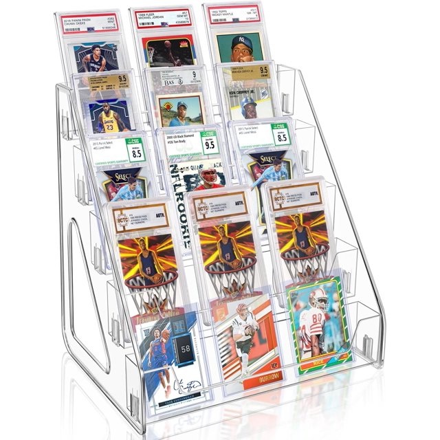Trading Card Display Stand, PSA Card Display Acrylic Shelf, Easy Clip-On Design 5-Tier