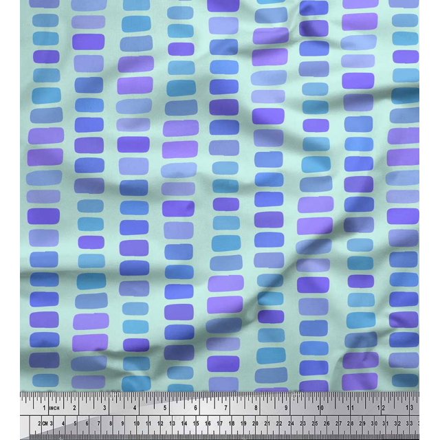 Soimoi Green polyester Crepe Fabric Brush Stroke Abstract Print Fabric by Yard 52 Inch Wide