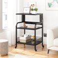 thumbnail image 3 of Ourlova Printer Stand with Storage Shelf Printer Cart Large Printer Table with USB Charging Ports and Power Outlets 3 Tier Mobile Office Printer Stand with Wheels Printer Tables for Small Spaces Black, 3 of 6