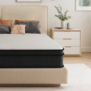 Matelas Complet, Matelas Hybride en Mousse à Mémoire de Forme de 30 cm (12 Pouces) Livré dans une Boîte, Ressorts Ensachés Individuellement pour un Soulagement des Points de Pression, une Isolation des Mouvements, un Sommeil Silencieux, Respirant, Certifié CertiPUR-US