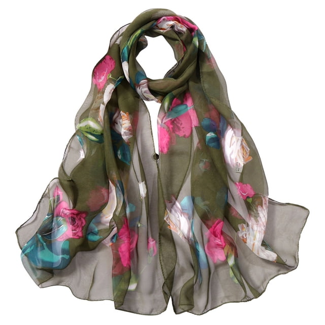 Foulard en Soie pour Femmes en Liquidation Mode Femmes Impression de Roses Longue Foulard Douce Châle Foulards en Soie Simulée