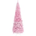 thumbnail image 1 of HOMCOM Snow Flocked Pencil Artificial Christmas Tree with Steel Base Pink, 1 of 10