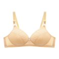 thumbnail image 1 of Virmaxy Womens Wireless Bra Oversized Gathered Comfortable Breathable Underwear (Plus Extended Buckle) Everyday Bra Embroidered Glossy Comfortable Breathable Bra Underwear No Rims Beige-2 38, 1 of 2