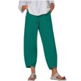 thumbnail image 2 of RXIRUCGD Capris d'Été Confortables et Amples pour Femmes, Jambes Larges, Mode Couleur Unie, Bleu, Taille : L, 2 of 5