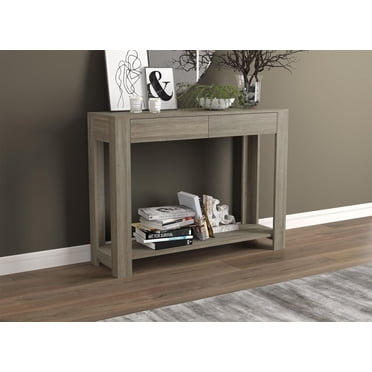 Safdie & Co. Table Console 40L Taupe Foncé 2 Tirroirs 1 Étagère
