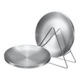 thumbnail image 1 of 4pcs Stainless Steel Plates with Triangle Stand 6.7 Inch Dinner Plate, Silver Tone, 1 of 6