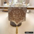 thumbnail image 4 of Le HomeCentric Chemin de Table décoratif Damas 14 x 60 po Zardozi et pompons - Ou Lin, 4 of 10