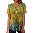 thumbnail image 1 of Pompotops Femmes Mode Décontractée Imprimé Col Rond Ample Manches Courtes T-shirt Haut Blouse Chandail Liquidation, 1 of 5