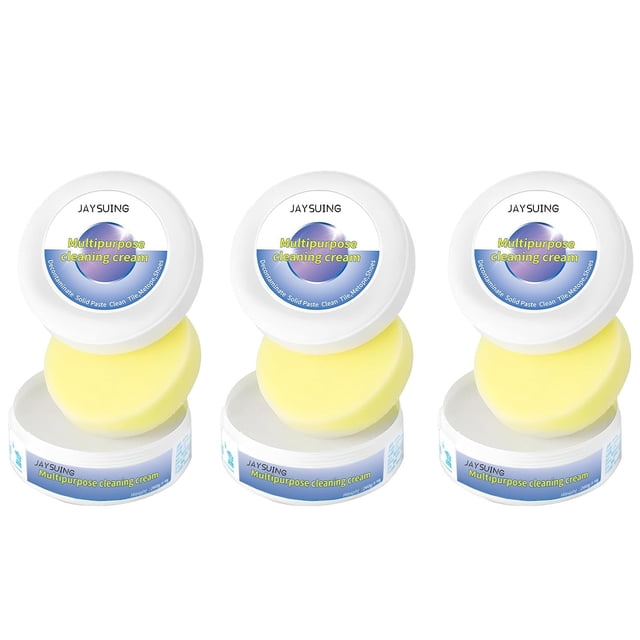 Qocolhg Home Decontamination Cream, 3Pcs Shoes Decontaminate Solid Paste, Leather Care Multifunctional Cleaning Cream, Multi-Purpose Cleaning and Decontamination Cream with Sponge
