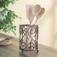 thumbnail image 1 of Scroll Collection Steel Cutlery Holder with Mesh Bottom and Non-Skid Feet, Bronze, 1 of 5