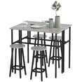 thumbnail image 1 of HOMCOM Ensemble de Table de Bar 6 Pcs avec 2 Tables de Déjeuner 4 Tabourets pour Cuisine, 1 of 10