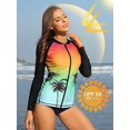 thumbnail image 4 of Women's Long Sleeve Rash Guard Sun Protection Zipper Gradient Swimsuit Top, 4 of 4