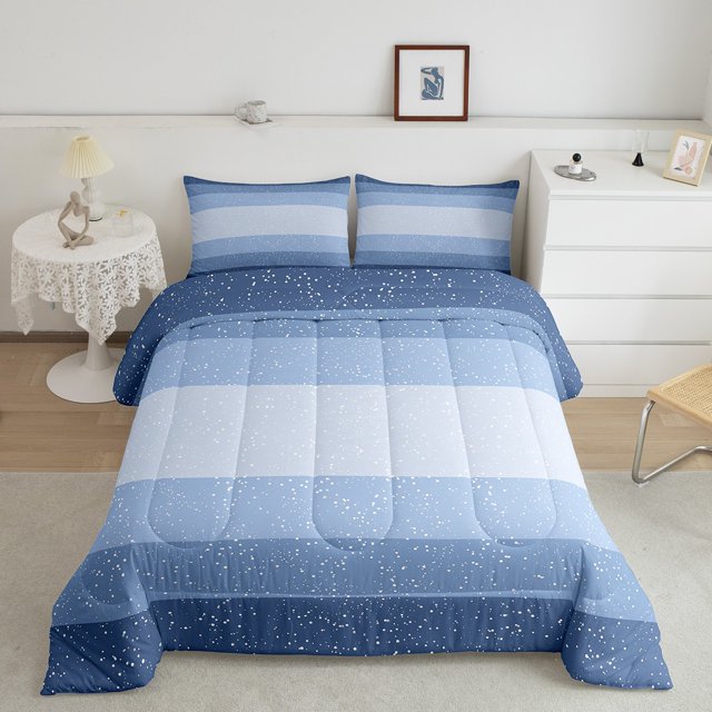 Erosebridal Chic Geometric Comforter Sets, Blue Grey Down Comforter, Modern Abstract Duvet Insert, Microfiber Room Decorative, 2-Piece