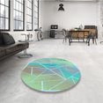 thumbnail image 4 of Ahgly Company Tapis d'Intérieur Rectangulaire Transitionnel Lavable à la Machine Bleu Cadet Vert, 2 Pieds x 5 Pieds, 4 of 7
