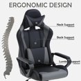 thumbnail image 3 of Video Gaming Chair, PU Leather Racing Chair, Ergonomic Office Chairs High Back Gamer Chair Computer Desk Chairs Lumbar Support with Arms Swivel Chair  for Adults(Grey), 3 of 7