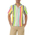 thumbnail image 1 of INSPIRE CHIC Men's Striped Short Sleeves Shirts Button Down Print Hawaiian Shirt S Yellow Gray, 1 of 6