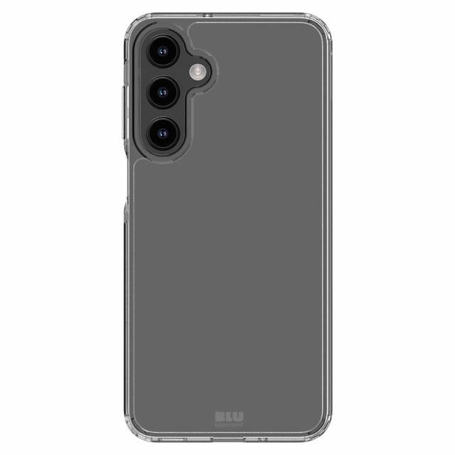 Blu Element Étui Air DropZone transparent pour Samsung Galaxy A16 5G Montrant un Étui de Téléphone transparent Ultra Mince avec Bords Surélevés en TPU Absorbant les Chocs et Dos en Acrylique transparent, Conçu pour la Résistance aux Impacts et une protection Anti-Rayures, Affiché dans une Vue Arrière Centrée avec Découpes Triples de la Caméra, Convient Aussi pour Protéger les Téléphones contre les Chutes jusqu'à 6 Pieds.