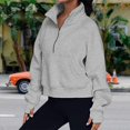 thumbnail image 3 of Stand Collar Fall Clothes Half Zip Women Solid Color Daily Outfit (Coffee XL), 3 of 6