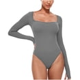thumbnail image 1 of Timegard Combinaison d'Entraînement pour Femmes à Manches Longues, Encolure Carrée, Ajustée, Confortable, Couleur Unie, Tenue Décontractée, 1 of 5