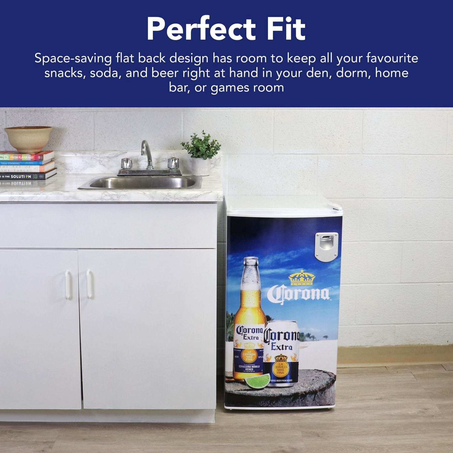 Corona 3.2 cu.ft Compact Fridge with Bottle Opener 90L. White