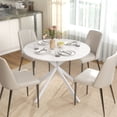 thumbnail image 2 of 40" Round Dining Table for 4 Kitchen Table with Steel Legs, White Oak, 2 of 10