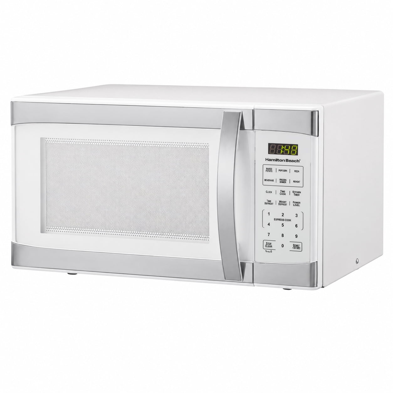 Micro-ondes de comptoir Hamilton Beach 1,1 pi³ en acier inoxydable avec sécurité enfants, 1000 W, blanc