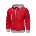 thumbnail image 1 of Pisexur Mens Winter Jacket Man Color Match Drawstring Zipper Pockets Hooded Coat Mens Winter Coat Windbreaker Jacket Warming Jacket, 1 of 3