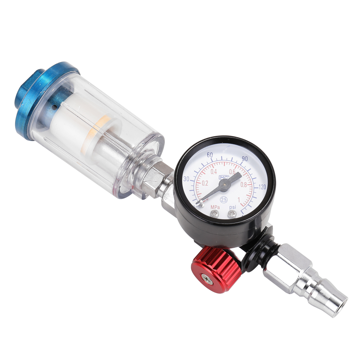Amdohai HVLP Spray Air Regulator Pressure Gauge 1/4" Mini Inline Air Filter Separator Adjustable Air Pressure Regulator Gauge