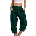 thumbnail image 2 of Timegard Womens Capri Pants Elastic High Waist Button Comfy Solid Color Casual Crop Pants with Pockets, 2 of 7