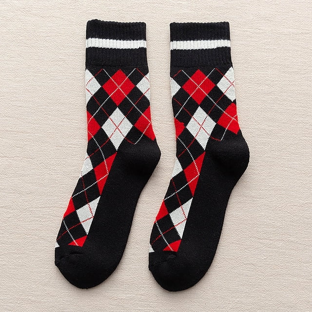 RKSTN Mens Socks Winter Socks Diamond Lattice Middle Tube Stocking Soft Breathable Mens Socks