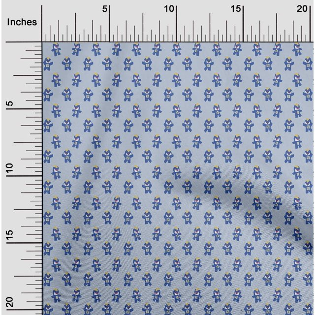 oneOone Cotton Poplin Light Grayish Blue Fabric Robot Cartoon Craft Projects Decor Fabric Printed By The Yard 42 Inch Wide