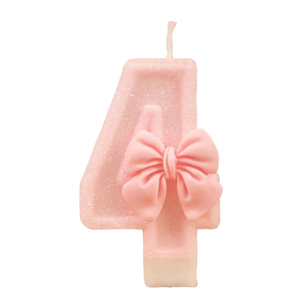 Goleeg Number 4 Birthday Candle, Pink Bow Birthday Candles, Candle Cake Topper, Happy Birthday Cake Decoration Gifts, Anniversary Party Supplies
